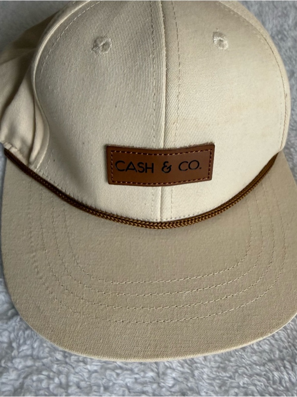 Toddler CASH & CO. Cream Rope Detail Baseball Cap